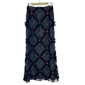 Victoria Royal Maxi Skirt Vintage 8 Black Formal Floral Bow Tulle A-Line Floral